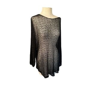 Y2K Sheer Open Knit Black Net Sweater S/M Fairy Grunge Whimsygoth Oversized